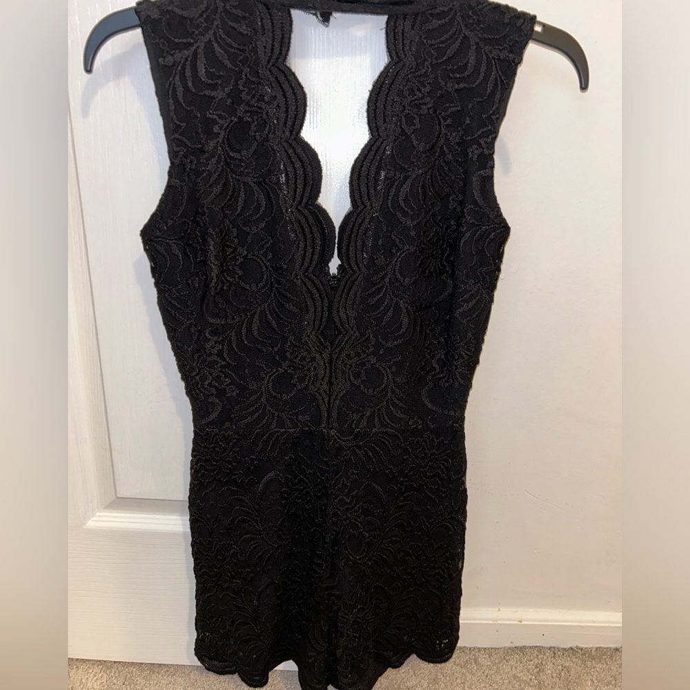 Bebe black lace romper
